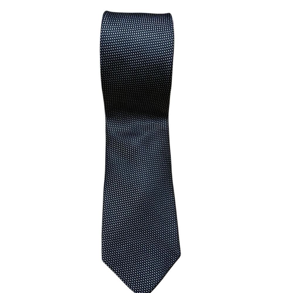 Michael Kors Mens Tie Necktie Designer Luxury Black Gray Polka Dot Office Suit